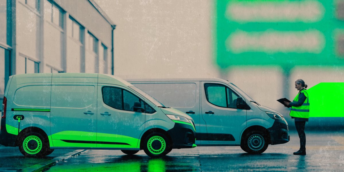 Electric and diesel medium vans parked side by side
